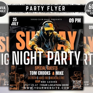 Saturday Night Party Flyer, Night Club Event Invite Flyer, Club DJ Flyer, Happy Hour Flyer, Premade Instagram Post,DIY Flyer Template Design