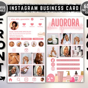 Visitenkarte Vorlage, 2024 Instagram Visitenkarte, QR-Code Visitenkarte, Instagram Visitenkarte, Influencer Karten, Canva Editierbar