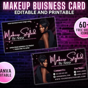Editable Beauty Business Card Template Design, Luxury Business Card, QR code, Hair Stylish, Nail Artist, Lash Artist, Braider, Makeup Artist