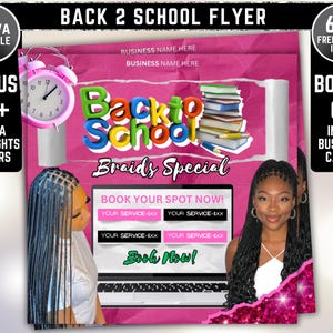 Back to School Sale Flyer, Braid Prices Flyer, Braids Sale Flyer, Back 2 School Flyer, Lashes, Hair Flyer, Braids Special Flyer Template