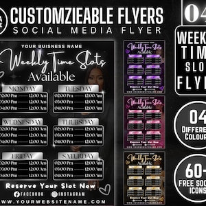 Wöchentlicher Time Slots Flyer, Verfügbarkeitskalender, DIY Flyer, Instagram Story Templates