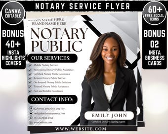 Notary Services Flyer, DIY Flyer Template Design, Notary Public Flyer, Document Notarization Flyer, Premade Legal Documents Notary Flyer