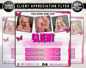 Dépliant d'appréciation du client, dépliant d'offres client, modèle de flyer bricolage, dépliant promotions beauté, dépliant promotionnel de salon de coiffure préfabriqués cils cheveux ongles
