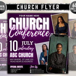 Church Flyer, Church Conference Flyer, DIY Flyer Template Design, Prayer Flyer, Worship Flyer, Church Service Flyer, Premade Editable Flyer
