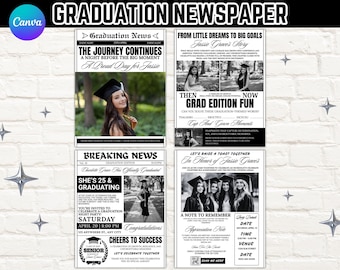 Graduation Newspaper Template, Photo 2026 Grad Newspaper Template, Canva Graduation Newspaper Template,Newspaper Announcement,Canva Editable