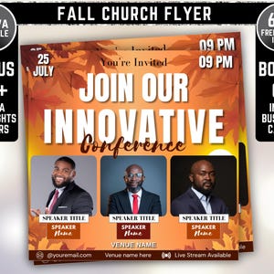 Editable Flyer Template, Turning New Leaves, Church Conference Flyer, Fall Conference, Guest Speaker, Revival, Church Event, Conference