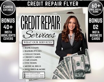 Credit Repair Flyer, Tax Preparation Flyer, Tax Season Flyer, Accountant Flyer, Tax Docs Checklist, Tax Business Consultation Flyer Template