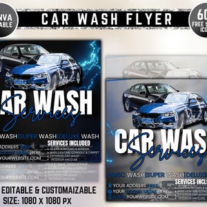 Folheto de lavagem de carros, folheto de detalhamento de carros, folheto de serviços automotivos, folheto de mídia social, design de folheto comercial pré-fabricado, design de modelo de folheto faça você mesmo