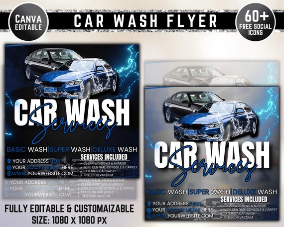 Car Wash Flyer, Car Detailing Flyer, Automotive Services Flyer, Social Media Flyer, Premade Business Flyer Design, DIY Flyer Template Design