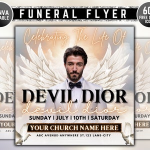 Memorial Funeral Announcement Flyer, Funeral Invitation, Funeral Announcement Template, Rest In Peace Editable Flyer, Canva Digital Download