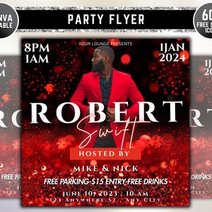 After Work Party Flyer, Night Club Flyer, DJ Party Invitation, Drink Party Flyer, Saturday party, Canva Editable Template, Instant Download