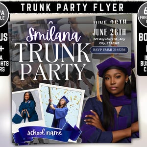 Trunk Party Flyer, Graduation Party Invitation, College Send Off Invitation, Social Media Flyer, Editable Canva Template, Instant Download