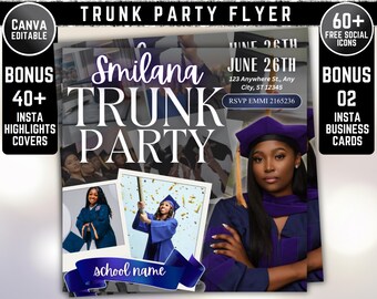 Trunk Party Flyer, Graduation Party Invitation, College Send Off Invitation, Social Media Flyer, Editable Canva Template, Instant Download