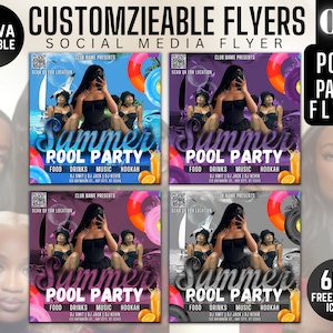 Summer Party Flyer, Summer Beach Party Flyer, Dj Pool party flyer, Party Invitation, Birthday Flyer, Summer Break Flyer, Summer Event Flyer