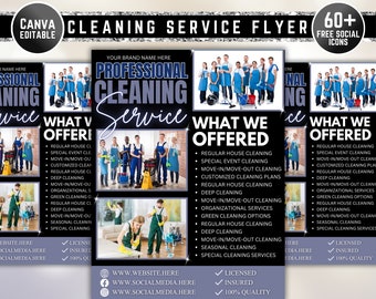 Professional Cleaning Services Flyer, Housekeeping Flyer, DIY Flyer Template Design, Cleaning Flyer, Premade Home Cleaning Janitorial Flyer