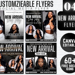 04 New Arrivals Flyer, Clothing Flyer, Hair Flyer, Website Flyer , New Arrivals Flyer , Sales Flyer,Black Friday Flyer ,Canva Template , DIY