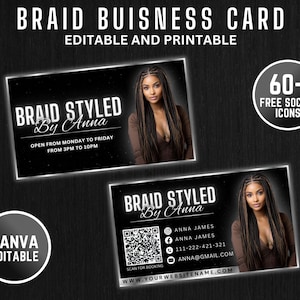 Editable Beauty Business Card Template Design, Luxury Business Card, QR code, Hair Stylish, Nail Artist, Lash Artist, Braider, Makeup Artist