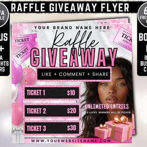 Raffle Giveaway Flyer, Raffle Flyer, DIY Giveaway Flyer, Raffle Ticket Flyer, Contest Flyer, Beauty Flyer, Hair Lashes Braids Boutique Flyer