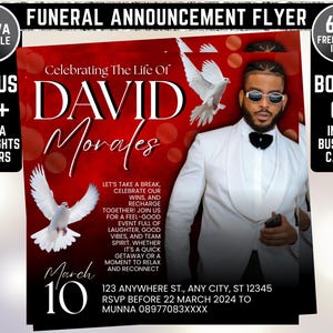 Memorial Funeral Announcement Flyer, Funeral Invitation, Funeral Announcement Template, Rest In Peace Editable Flyer, Canva Digital Download