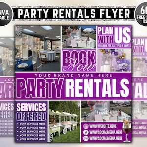 Party Rentals Flyer, Event Supplies Flyer, DIY Flyer Template Design, Event Equipment Rental Flyer, Premade Party Planning Decoration Flyer