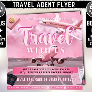 Travel Agent Flyer Canva Template, Travel Template, Business Flyer, Editable Template, Diy Travel Flyer Digital Download, Instagram Template