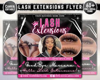 Lash Extension Flyers, Lash Sale Flyer, Lash Special Flyer, Lash Book Now Flyer, Appointments Available Flyer Template, Canva Editable