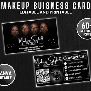 Editable Beauty Business Card Template Design, Luxury Business Card, QR code, Hair Stylish, Nail Artist, Lash Artist, Braider, Makeup Artist
