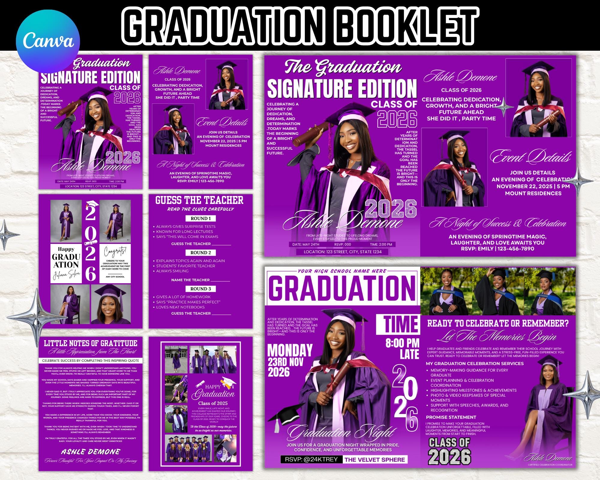 Graduation Exercise Book Graduation Activity Booklet Template 2026 Senior GRAD Magazine Booklet ...