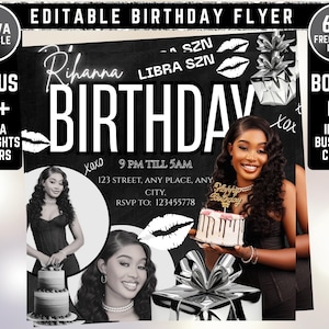 Editable Birthday Flyer, Happy Birthday Flyer, Invite flyer, Birthday event flyer, CEO birthday flyer, Canva template.