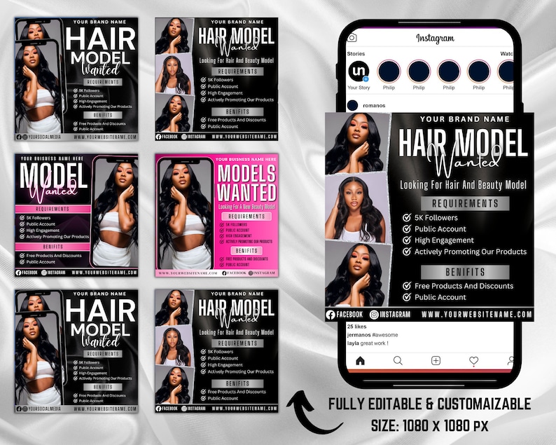 Model Search Flyer, Ambassador Recruitment Flyer, Model Call Flyer ...