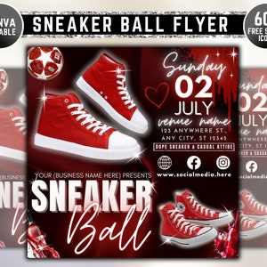 Volante de fiesta de Sneaker Ball, Invitación de cumpleaños de Sneaker Ball, Invitación de cumpleaños imprimible, Invitación editable de Sneaker Ball, Fiesta de Sneaker Bash