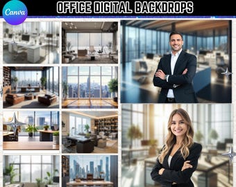 Modern Office Digital Backdrops for Professional Headshots & Business Portraits | Zoom Background Overlay with Soft Focus, Elegant Design