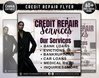 DIY Credit Repair Masterclass Flyer, Tax, Bills, Event flyer, Business conference, Finances, Editable on Canva Template, Digital Download