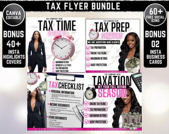 4 Tax Prep Flyers, Tax Prep Instagram, Tax Prep Flyer Bundle, Tax Flyer Template, Prep Flyers Bundle, Tax Prep Templates, Tax Prep Guide