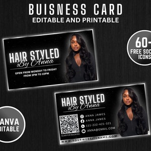 Editable Beauty Business Card Template Design, Luxury Business Card, QR code, Hair Stylish, Nail Artist, Lash Artist, Braider, Makeup Artist