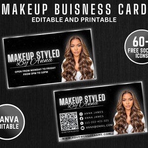 Editable Beauty Business Card Template Design, Luxury Business Card, QR code, Hair Stylish, Nail Artist, Lash Artist, Braider, Makeup Artist