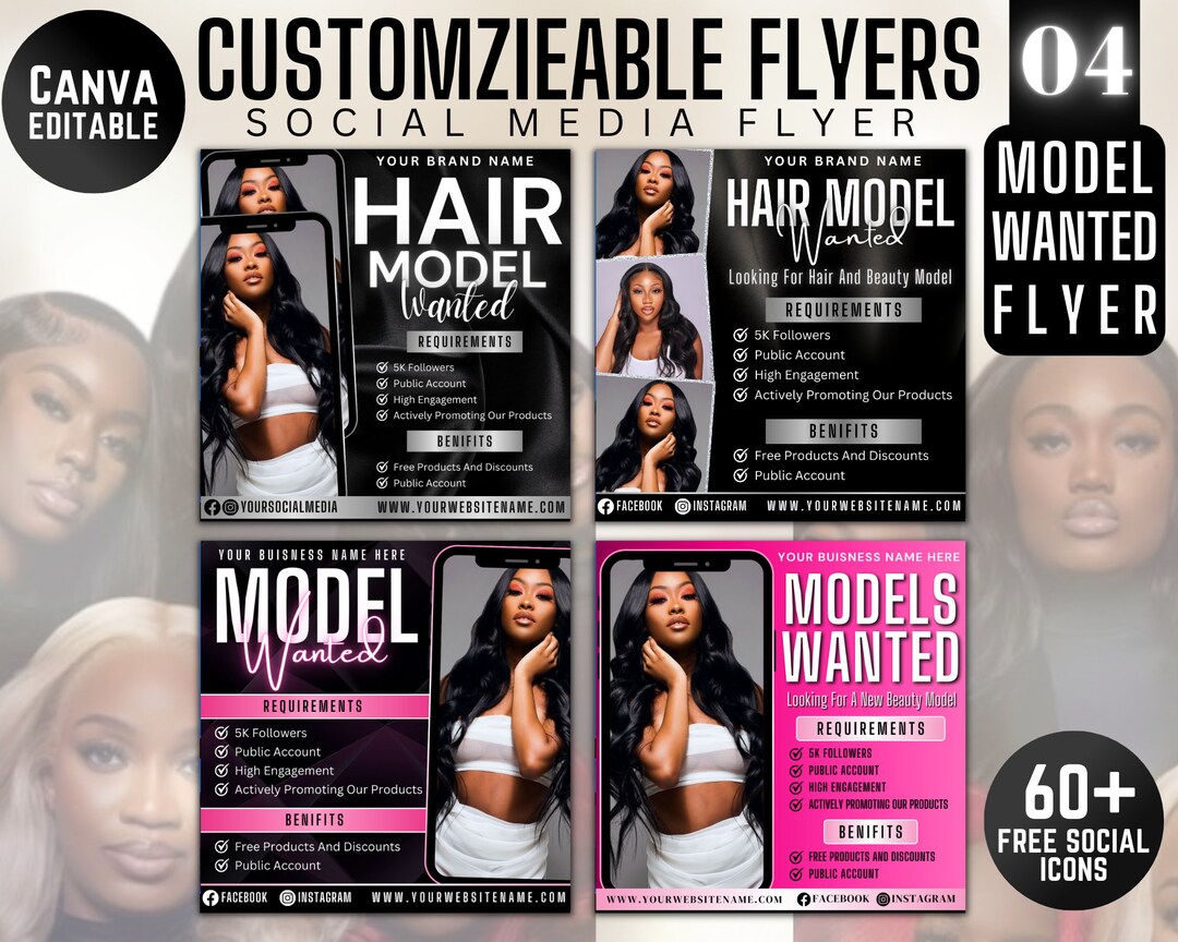 Model Search Flyer, Ambassador Recruitment Flyer, Model Call Flyer ...