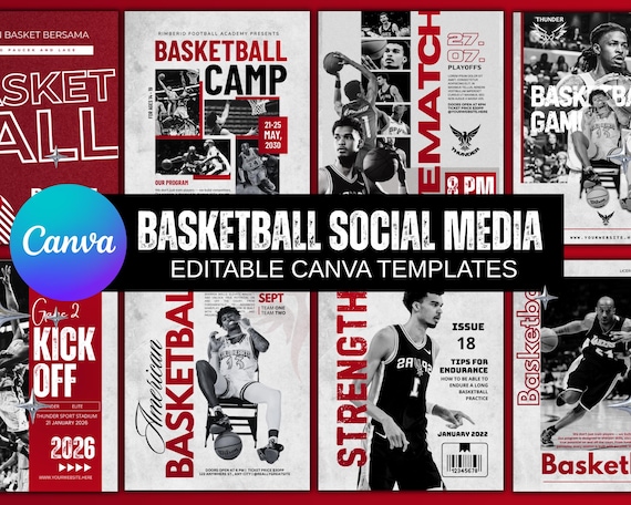 Basketball Social Media Templates | Premium Canva Graphics | Game Day, Player Spotlight, Final Score