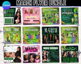 March Booking Flyer St. Patrick Day Sale Flyer Book Now Flyer Hair Braid Lash Nail MUA Booking Flyer Editable in Canva Instant Download