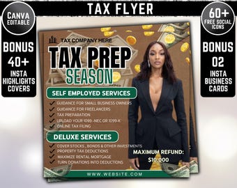 Tax Prep Flyer, Tax Preparation, Tax Season Flyer, Accountant Flyer, Corporate Business, Credit Repair, Tax Consultation, Tax Flyer Template