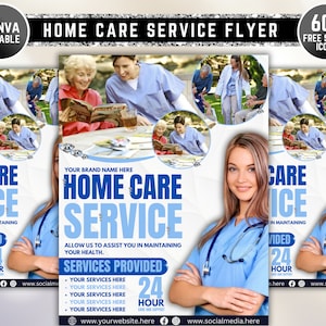Home Care Service Flyer, Home Health Care Flyer, Home Care Assistance Flyer, Nursing Home Flyer, DIY Flyer Template Design, Premade Flyer