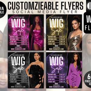 Wig Install Flyer, DIY Hair Special Flyer, Hairstylist Appointments Available Book Now Flyer, Nails Social Media Editable Canva Template