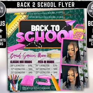 August Booking Flyer, Back to School Flyer, Editable August Flyer, Back to School Nail Hair Braids Lash Wig Mua, Booking Flyer Template