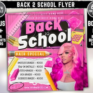 August Booking Flyer, Back to School Flyer, Editable August Flyer, Back to School Nail Hair Braids Lash Wig Mua, Booking Flyer Template