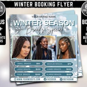 DIY Winter Booking Flyer | December Booking Flyer | Christmas Flyer | Winter Season Flyer | Hair Lash Flyer | Nail Tech Flyer | Book Now