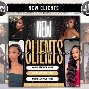 New Client Booking Flyer, DIY Booking Flyer, Hairstylist Flyer, Beauty, Lashes, Make up, Nails, Canva Template, Appointment Flyer