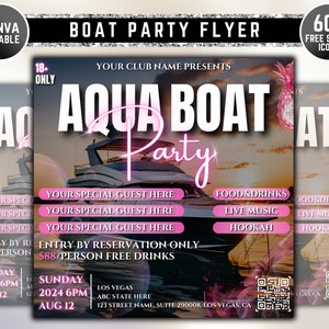 Boat Party Invite Flyer, Weekend Yacht Party Flyer, DIY Flyer Template Design, Premade Summer Party Invitation Flyer, Club DJ Event Flyer