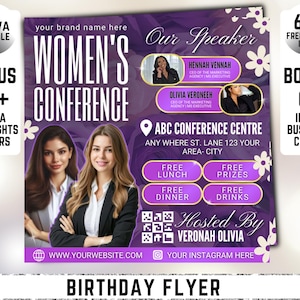 Women Conference Flyer For Canva & Photoshop. Women Empowerment Flyer, Women Event Flyer, Women Church Flyer, Event Invitation, Instagram