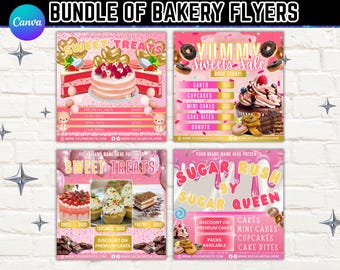 Bakery Flyer, Bake Shop Price List, Sweet Treats Flyer, Dessert Flyer, Bake Sale Flyer, Cake Business Template, Pastry Flyer