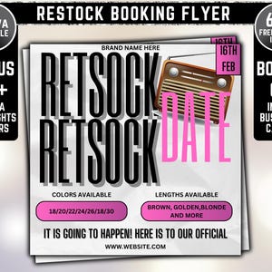 Flyer aangevuld, weer op voorraad, flyer opnieuw, pruik aangevuld, haar aangevuld, flyer met haar op de hand, pruikenuitverkoop, haarbundelverkoop
